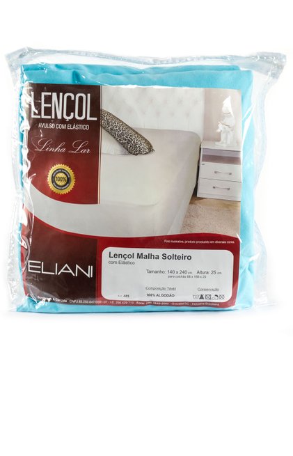 Lençol Malha Solteiro 140 x 240 cm Azul Claro