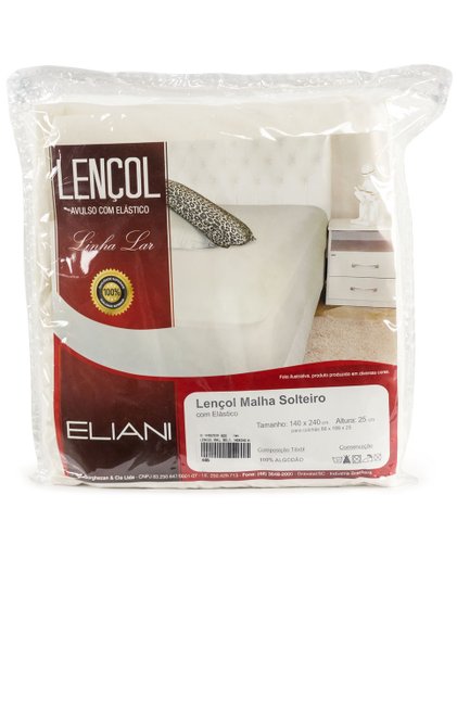 Lençol Malha Solteiro 140 x 240 cm Creme