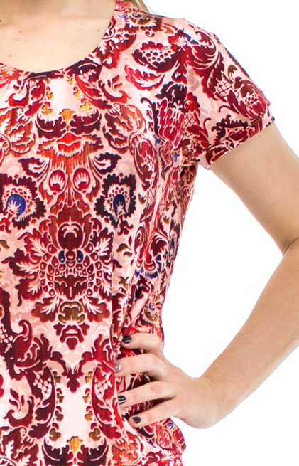Tuniquete Manga Curta Marinheiro Estampa Floral Bordô