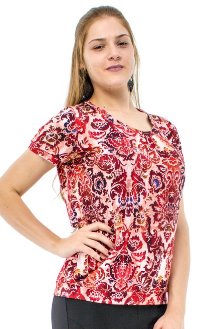 Tuniquete Manga Curta Marinheiro Estampa Floral Bordô