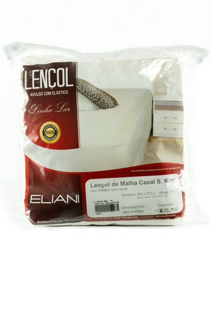 Lençol Malha Casal S.King 263 x 273 cm Creme