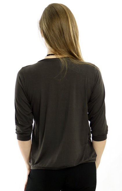Blusa Manga 3/4 Marinheiro Viscolycra Lisa Marrom
