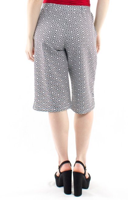 Bermuda Pantacourt Jacquard Estampa Mandala Cinza