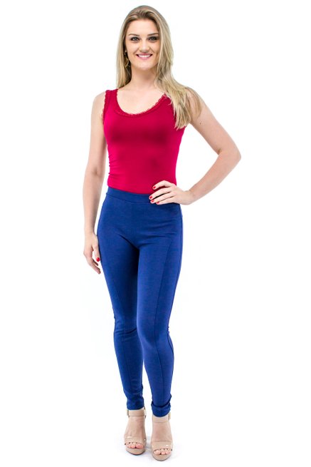 Calça Keli Montaria Lisa Azul Marinho