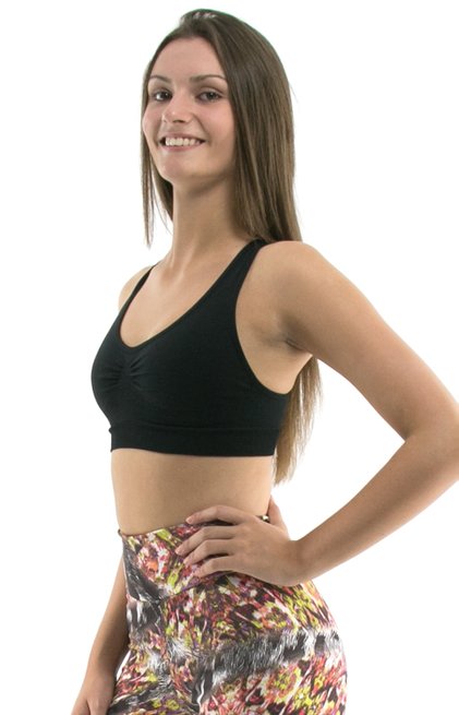 Top Soutien Nadador Selene Sem Costura Liso Preto