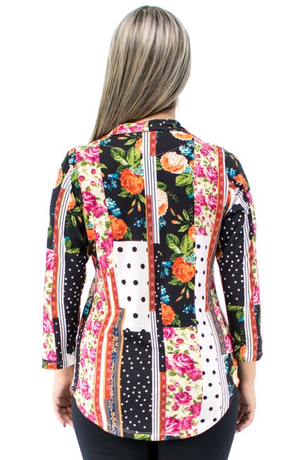 Camisete Manga 7/8 Dora Estampa Patchwork