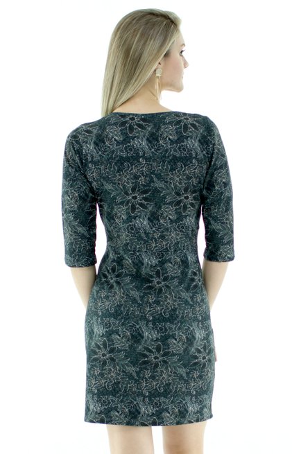 Vestido Denise Manga 3/4 Estampa Floral