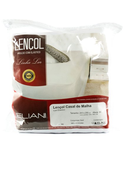 Lençol Malha Casal 200 x 250 cm Branco