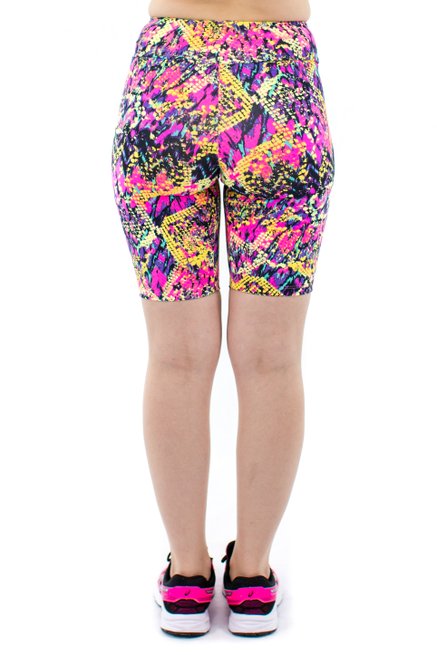 Bermuda Suplex Proteção UV50+ Estampa Abstrata Rosa e Amarelo