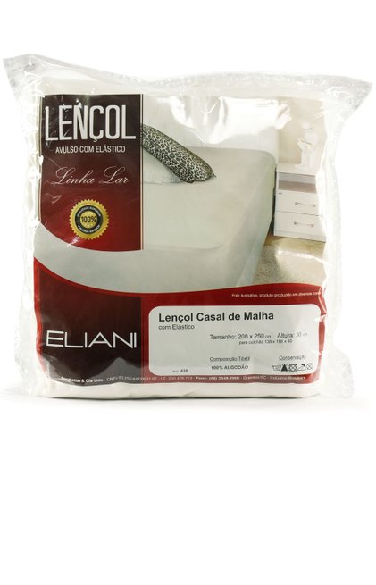 Lençol Malha Casal 200 x 250 cm Creme