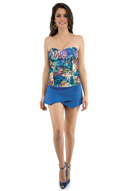 Top Neoprene Estampa Tigrada Azul