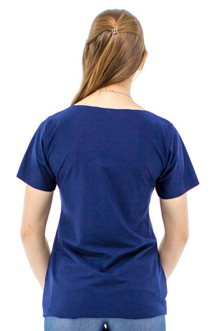 Blusa Manga Curta Camurça Lisa Azul