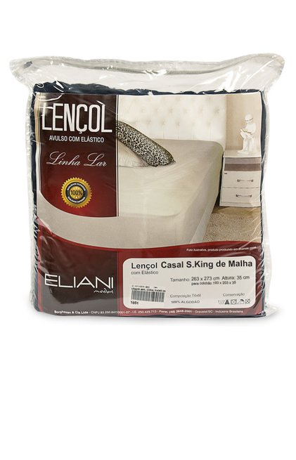 Lençol Malha Casal S.King 263 x 273 cm Preto