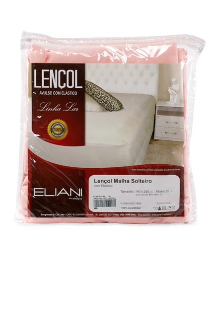Lençol Malha Solteiro 140 x 240 cm Salmão