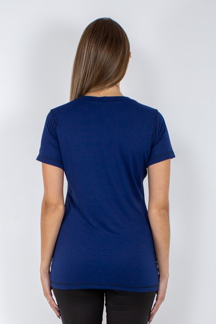 Baby Look Fitness Manga Curta DryFit Ultracool  Lisa Azul Marinho