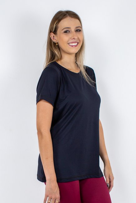 Baby Look Fitness Manga Curta DryFit Ultracool Lisa Preta