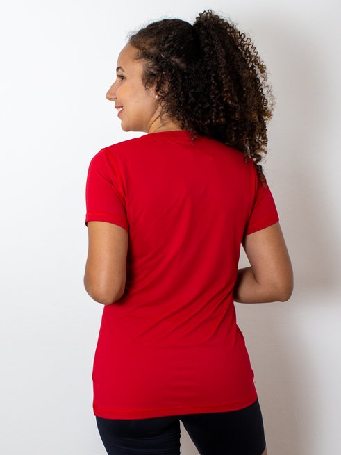 Baby Look Fitness Manga Curta DryFit Ultracool UVPro Lisa Vermelha