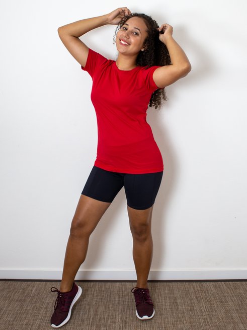 Baby Look Fitness Manga Curta DryFit Ultracool UVPro Lisa Vermelha