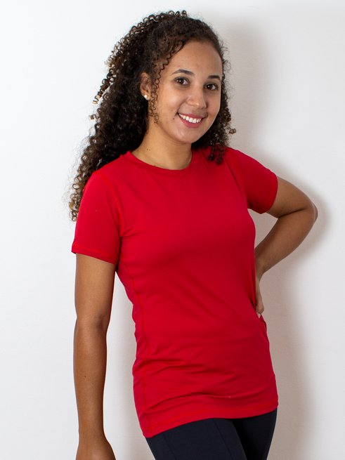 Baby Look Fitness Manga Curta DryFit Ultracool UVPro Lisa Vermelha