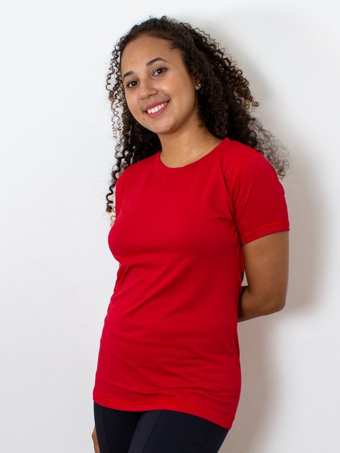 Baby Look Fitness Manga Curta DryFit Ultracool UVPro Lisa Vermelha