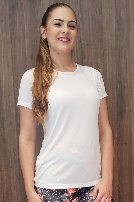 Baby Look Fitness Manga Curta DryFit Ultracool UVPro Lisa Branca