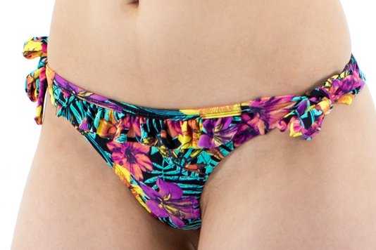 Calcinha Biquíni Fio Babado Estampa Floral