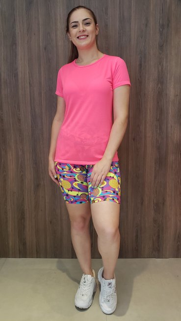 Bermuda Suplex Proteção UV50+ Estampa Abstrata Rosa