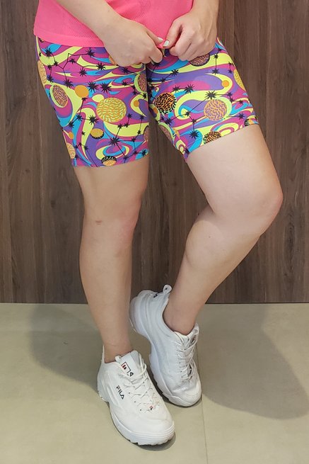 Bermuda Suplex Proteção UV50+ Estampa Abstrata Rosa