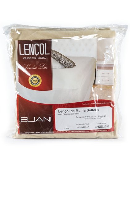 Lençol Malha Solteiro 140 x 240 cm Areia