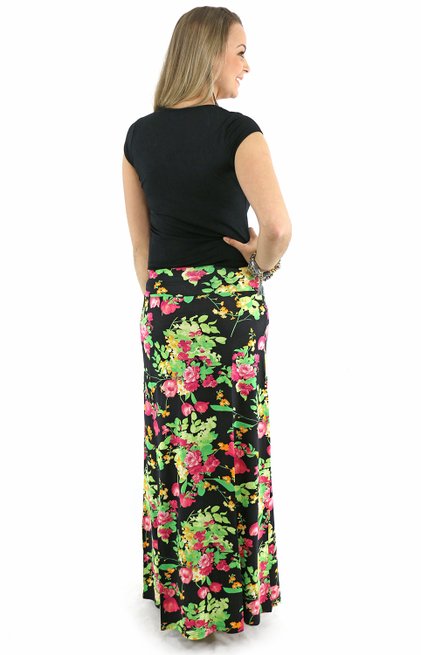 Saia Longa Viscolycra Estampa Floral