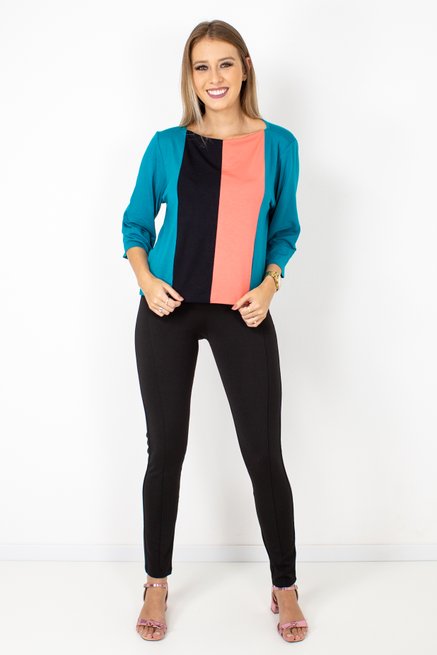 Blusa Cropped Luiza Manga ¾ Viscolycra