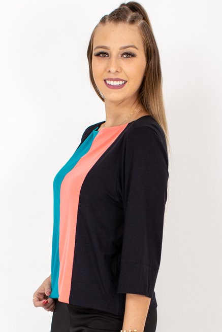Blusa Cropped Luiza Manga ¾ Viscolycra