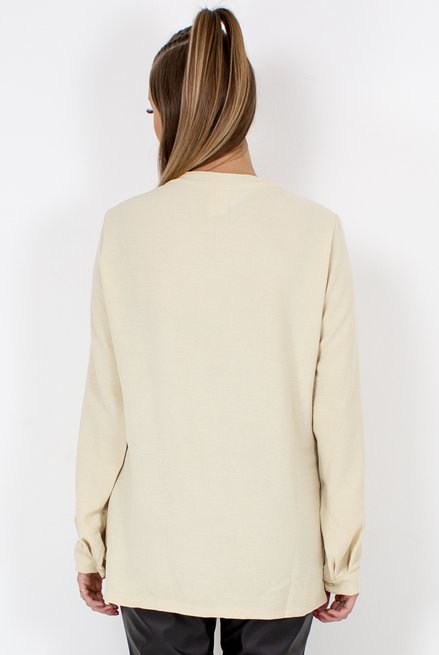 Blusa Feminina Célia Manga Longa Tencel Lisa Bege