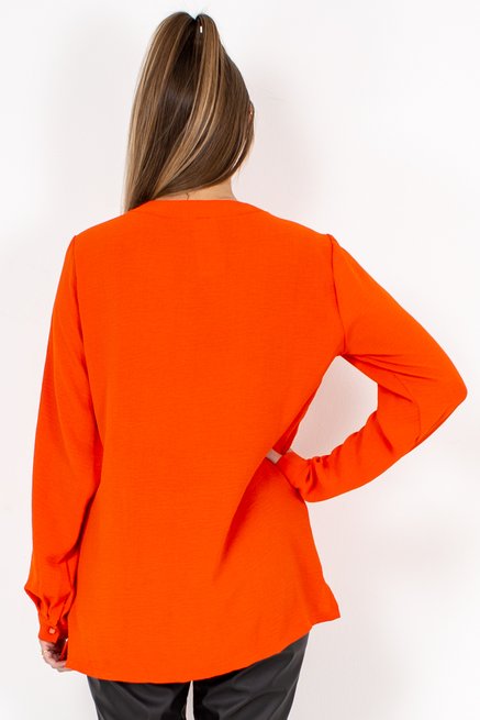 Blusa Feminina Célia Manga Longa Tencel Lisa Laranja
