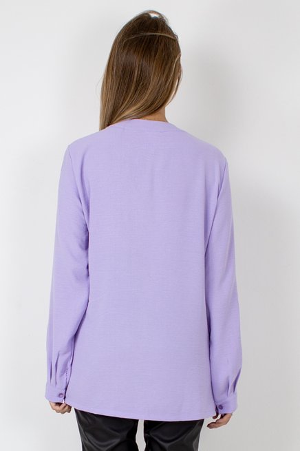 Blusa Feminina Célia Manga Longa Tencel Lisa Lilás