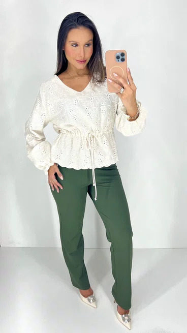 Blusa Feminina Manga Longa Parka Bege