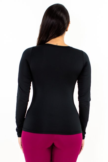 Blusa Feminina Manga Longa Térmica Lisa Preta