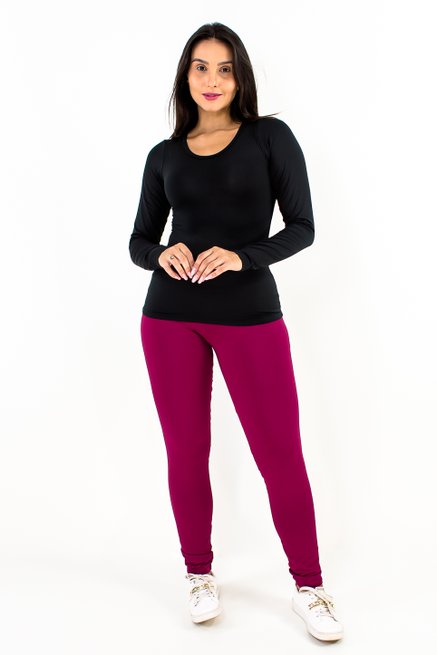 Blusa Feminina Manga Longa Térmica Lisa Preta