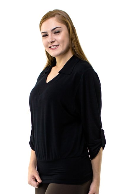 Blusa Manga 7/8 Lisa Preta
