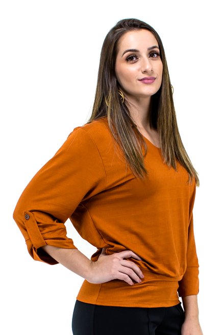Blusa Manga 7/8 Lisa Terracota