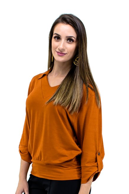 Blusa Manga 7/8 Lisa Terracota