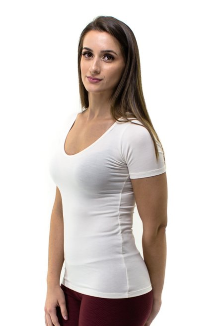 Blusa Manga Curta Básica Rute Viscolycra Lisa Branca