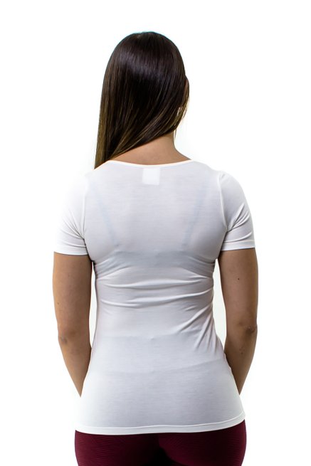 Blusa Manga Curta Básica Rute Viscolycra Lisa Branca