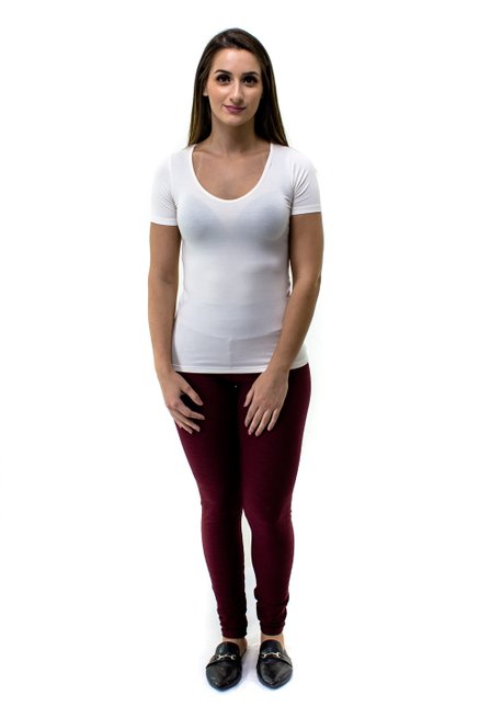 Blusa Manga Curta Básica Rute Viscolycra Lisa Branca