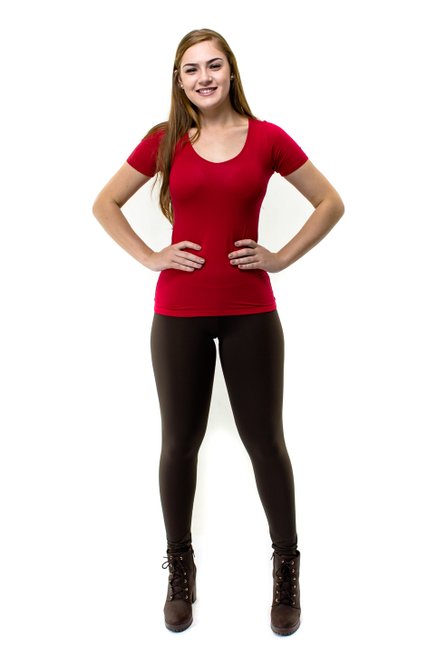 Blusa Manga Curta Básica Rute Viscolycra Lisa Vermelha