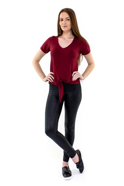 Blusa Manga Curta Cropped Lisa Bordô