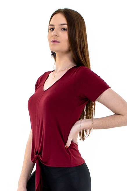 Blusa Manga Curta Cropped Lisa Bordô