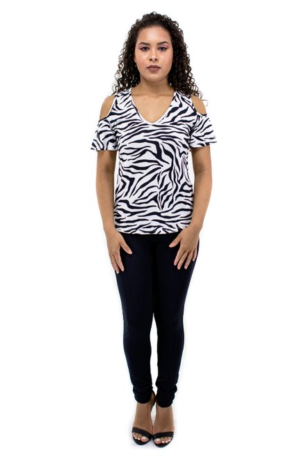 Blusa Manga Curta Viscolycra Estampa Zebra