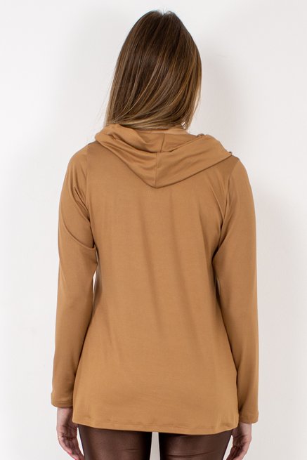 Blusa Manga Longa Feminina Gola Alta Camurça