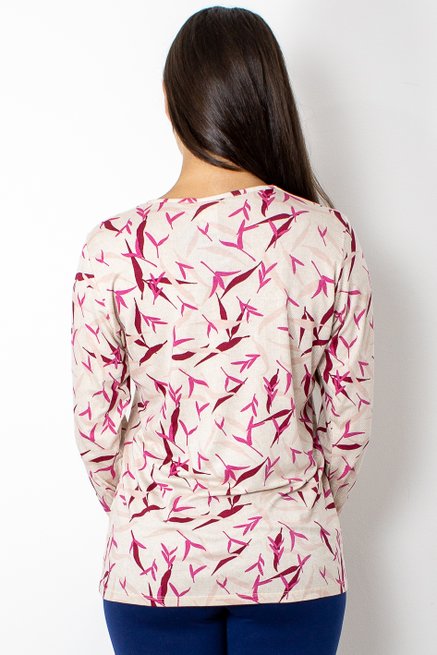 Blusa Manga Longa Meia Túnica Estampa Abstrata